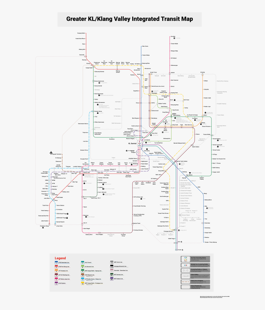 Greater Klang Valley Integrated Transit Map, Transparent Clipart