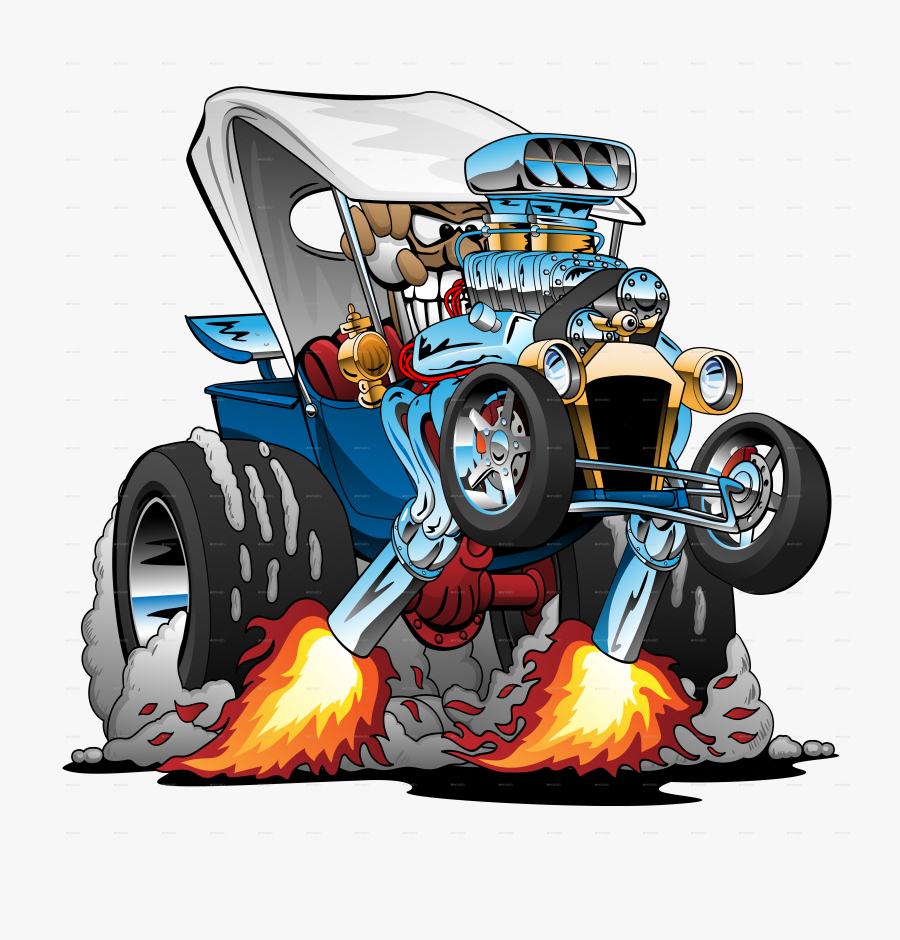 T Bucket Roadster - Hot Rod Cartoon T Shirt, Transparent Clipart