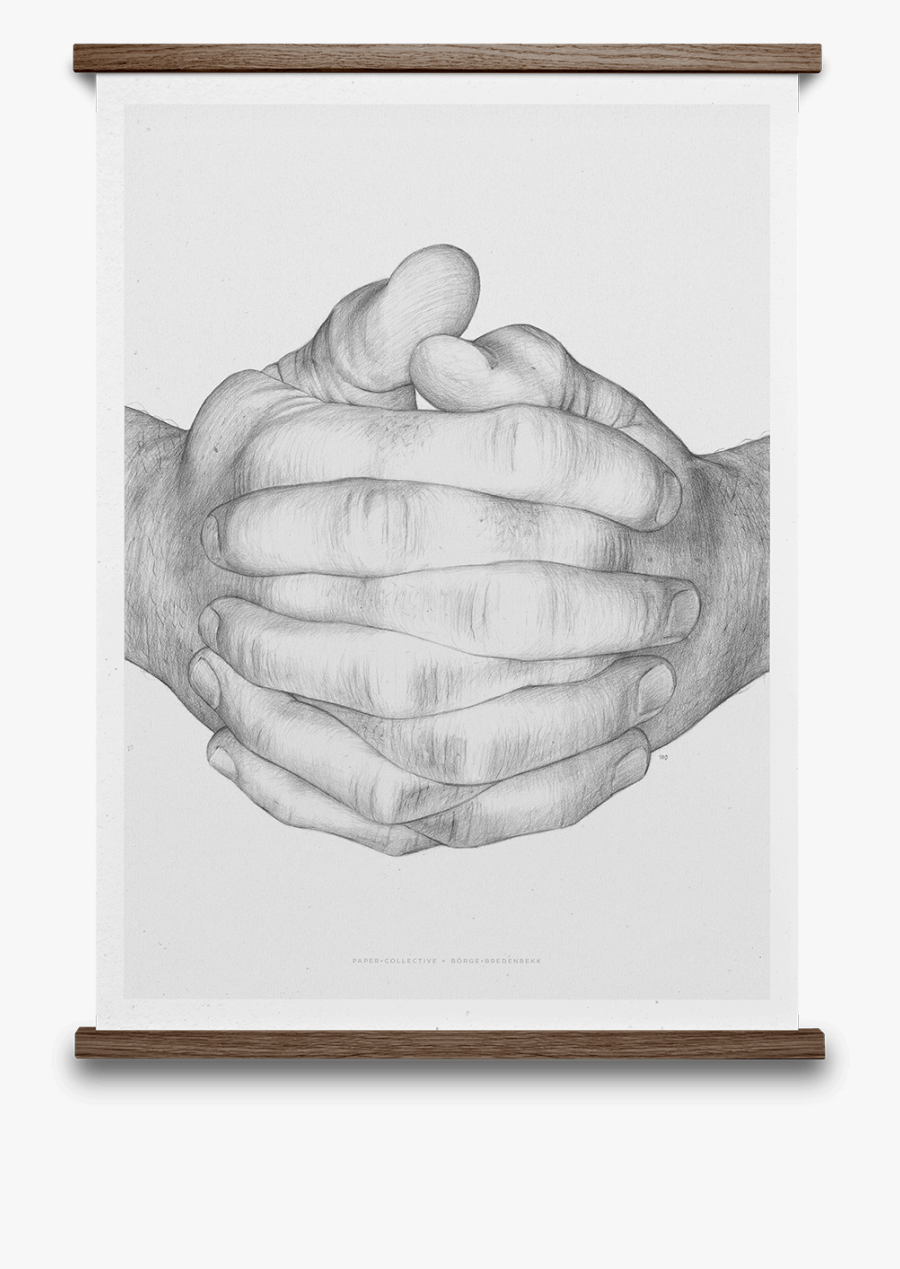 Drawing Hands Wall - Drawing Of Folded Hands, Transparent Clipart