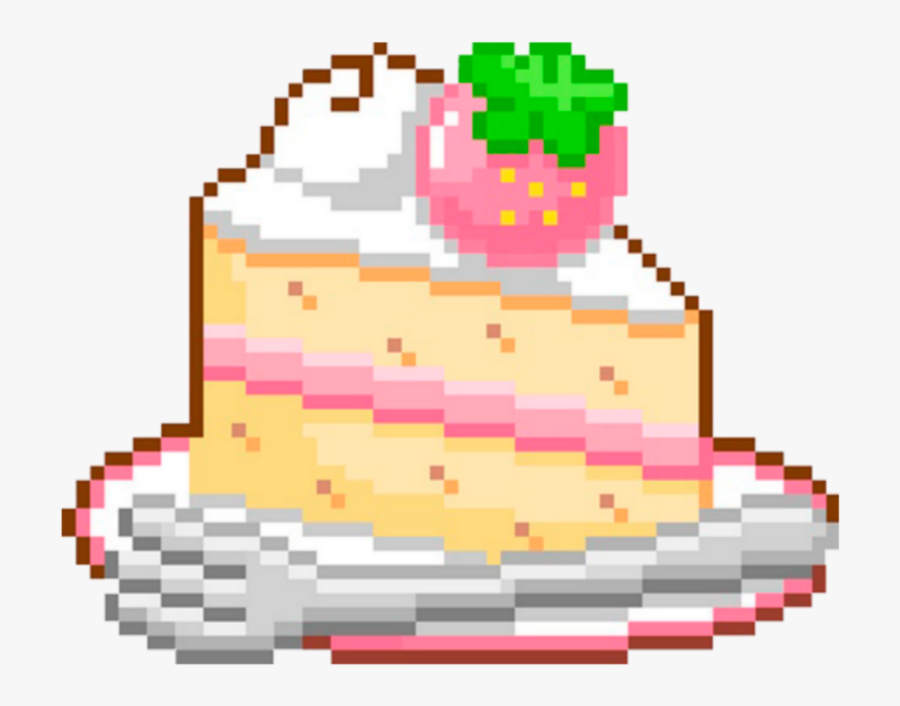 #cake #strawberrycake #food #strawberry #fruit #shortcake - Pixel Art Cute Pixel Food, Transparent Clipart
