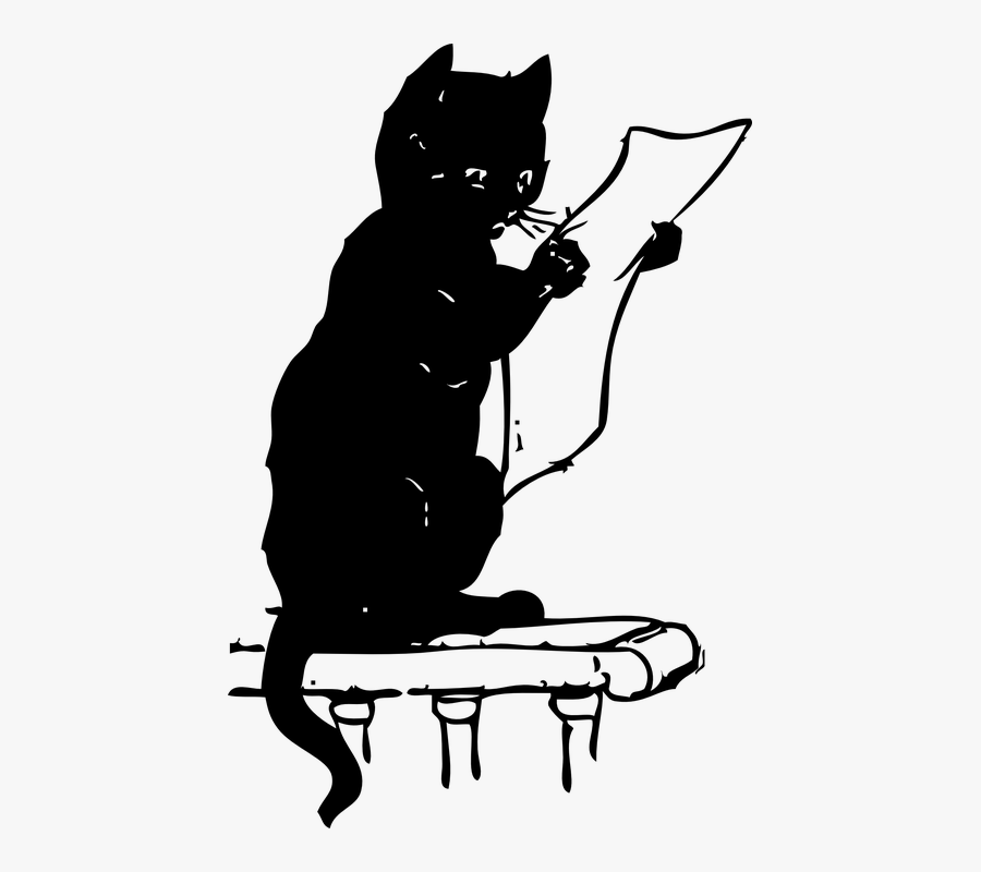 Cat Reading Clip Art, Transparent Clipart