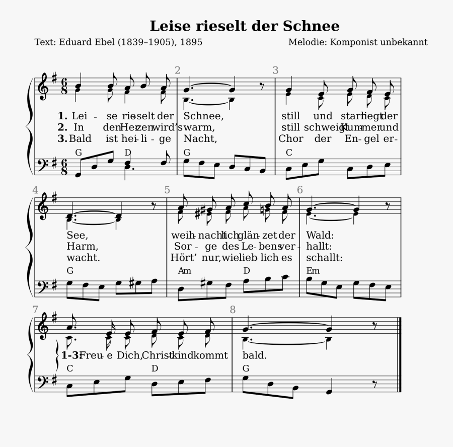 Transparent Colorful Music Clipart - Leise Rieselt Der Schnee Sheet Music Free, Transparent Clipart