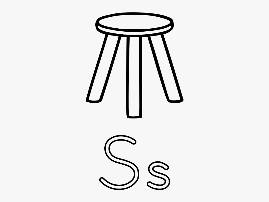 S Is For Stool Alphabet Learning Guide Graphics - Stool Black And White, Transparent Clipart