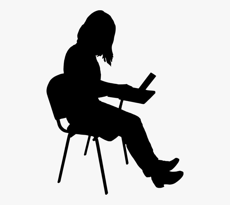 Girl Studying Silhouette, Transparent Clipart