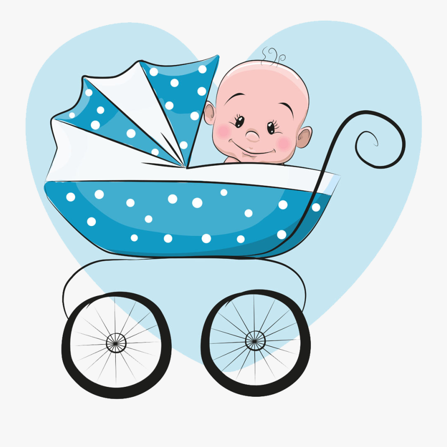 Cartoon Infant Illustration - Baby In Stroller Cartoon, Transparent Clipart