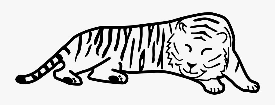 Tiger Black And White Free Black And White Tiger Clipart - Tiger Sleeping Clipart Black And White, Transparent Clipart