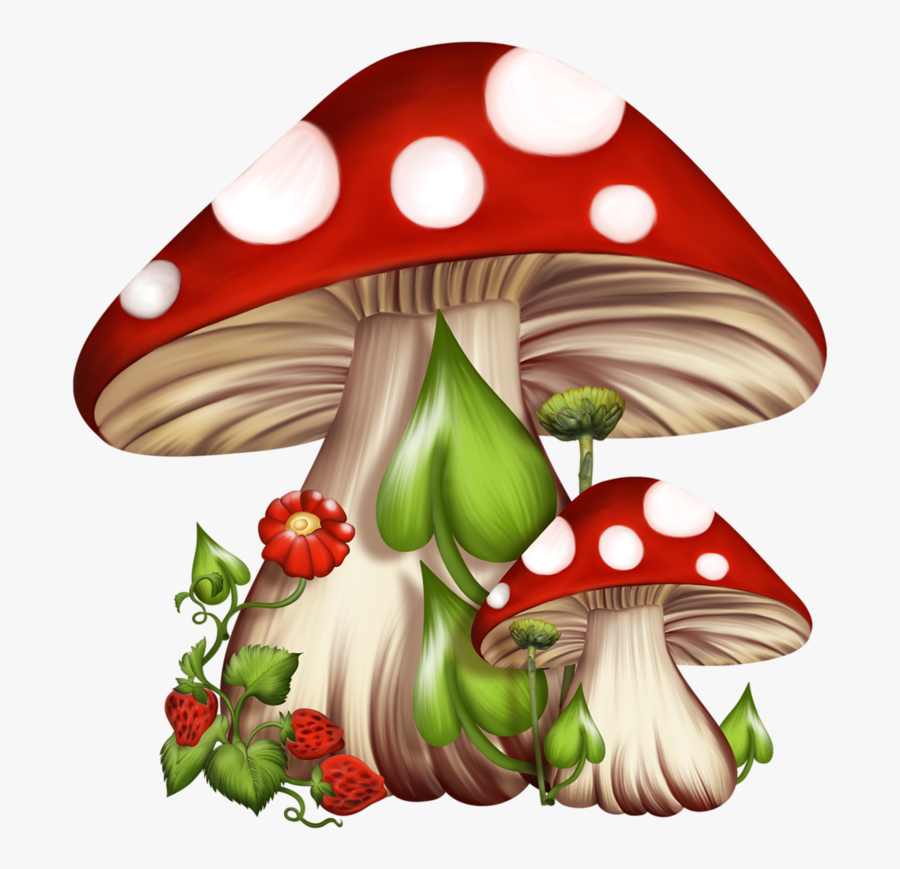 Cartoon Red And White Mushrooms, Transparent Clipart