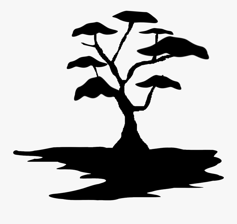 Simple African Tree Silhouette, Transparent Clipart