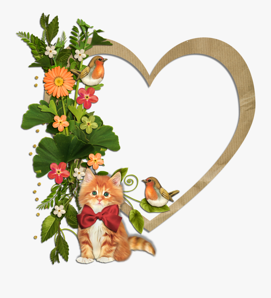 Hearts Frames With Flowers Clipart , Png Download - Flowers And Birds Frame, Transparent Clipart