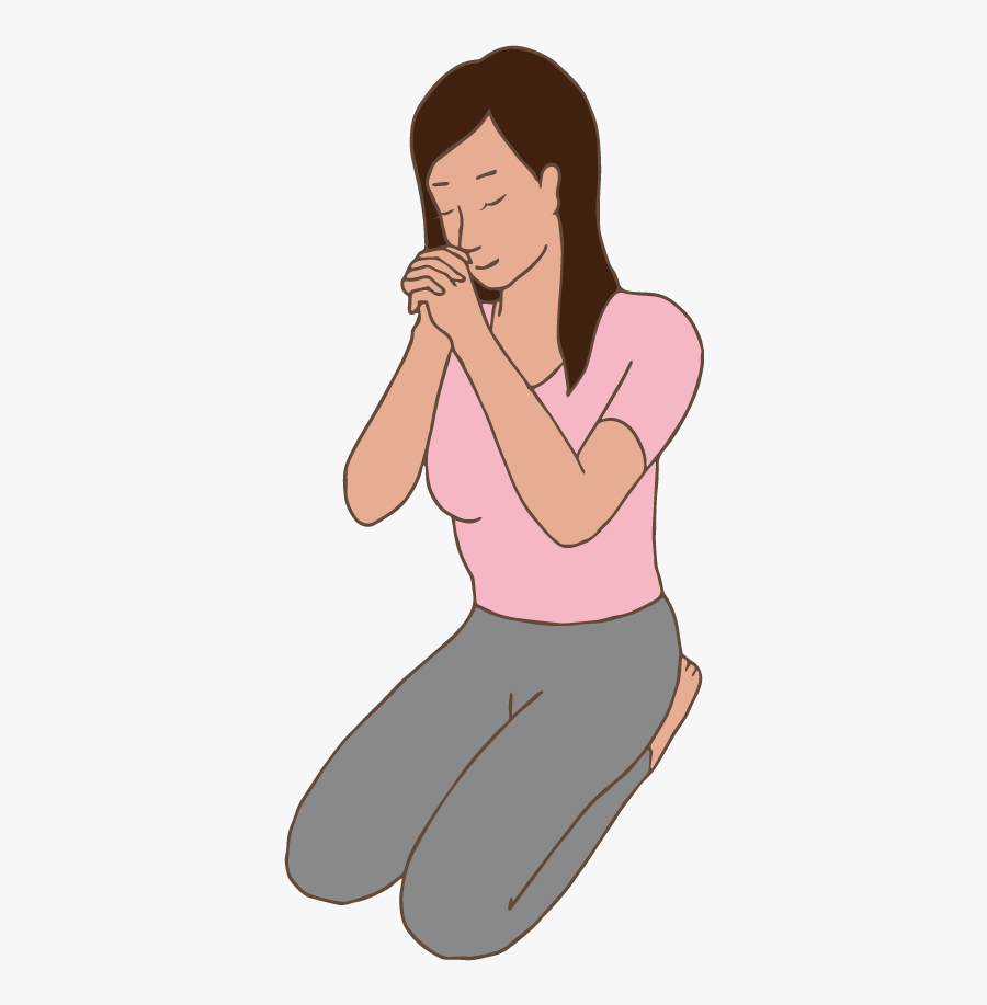 A Woman Praying - Cartoon, Transparent Clipart