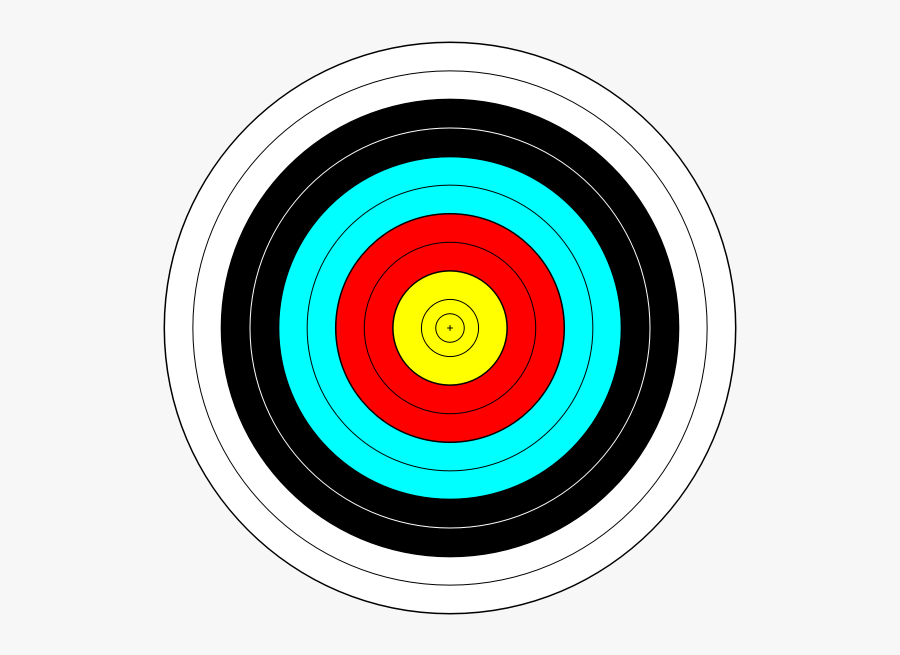 Vector Clip Art Of Target - Printable Full Size Archery Target, Transparent Clipart