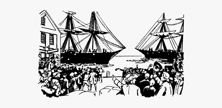 Vector Drawing Of Old Ships In Boston Port - Boston Tea Party Png, Transparent Clipart