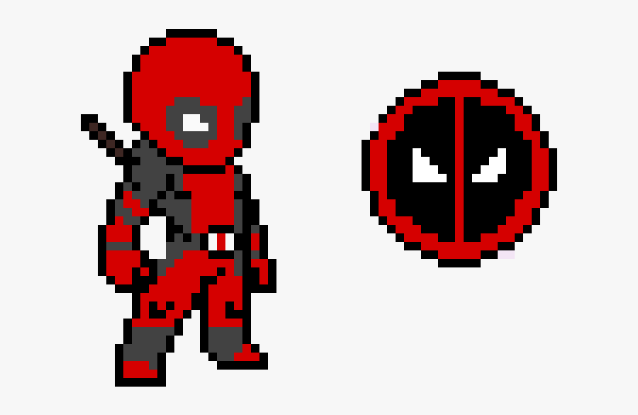 Deadpool Character And Logo - Pixel Art Minecraft Deadpool, Transparent Clipart