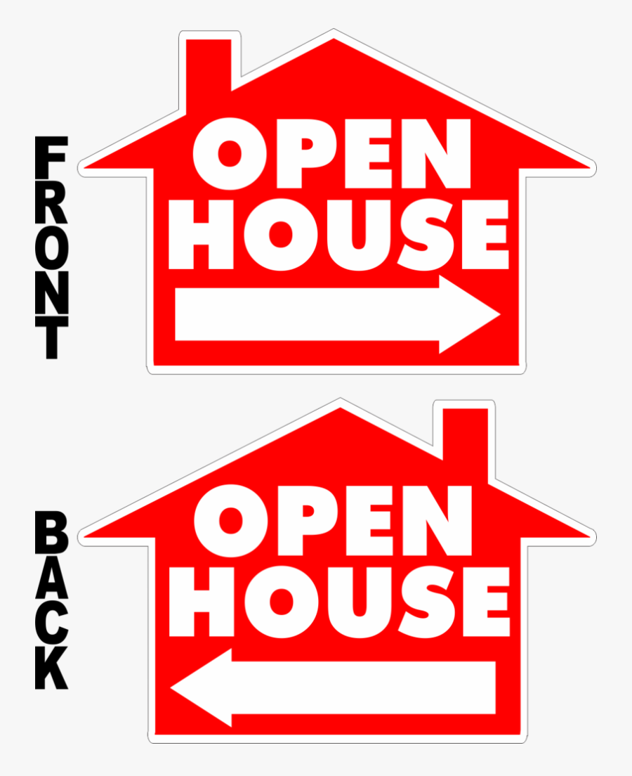 Open House House Shaped Yard Sign - House Vector, Transparent Clipart