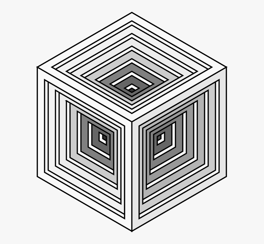 Line Art,square,angle - Optical Illusion Art In Cube, Transparent Clipart