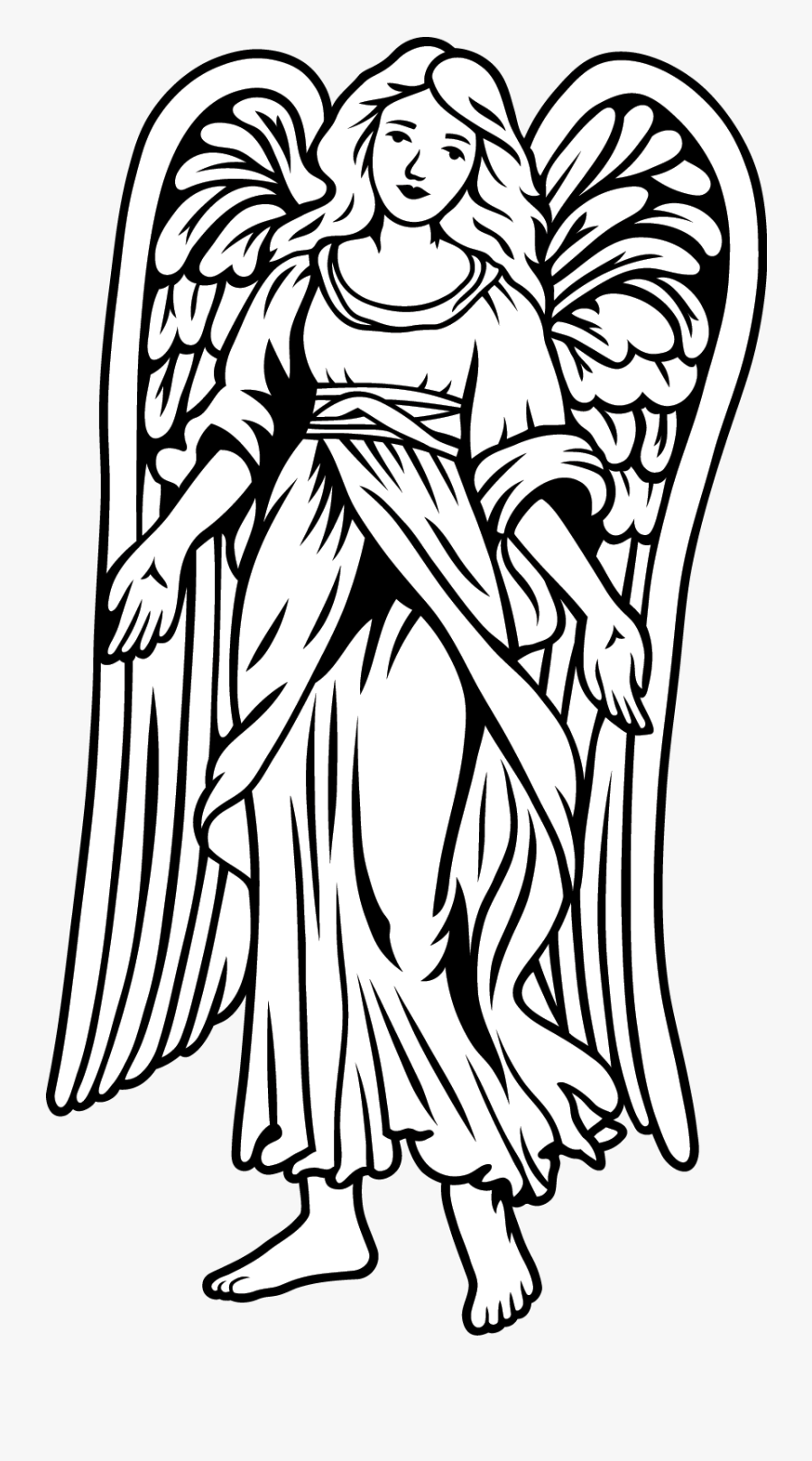 Angels Drawing Female Huge Freebie Download For Powerpoint - Illustration, Transparent Clipart
