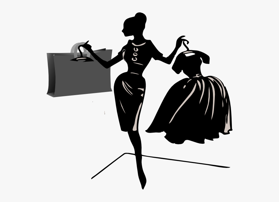 Women Shopping Black And White, Transparent Clipart
