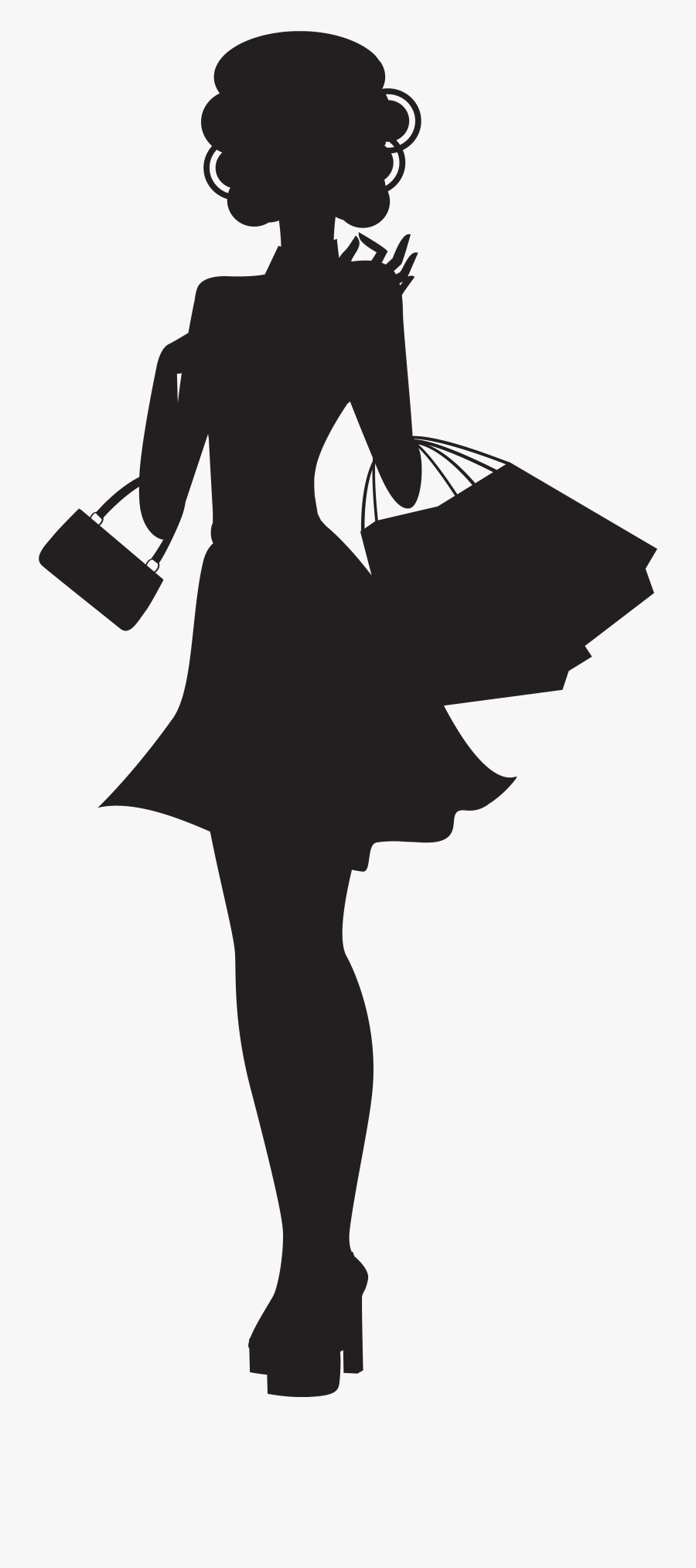 Shopping Clipart Silhouette - Silhouette Woman Shopping Clipart, Transparent Clipart