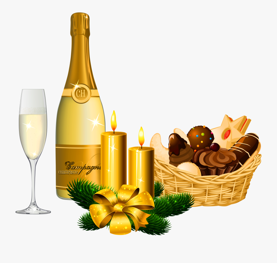 New Year Delicacies And Champagne Png Picture - Champagne New Year Png, Transparent Clipart