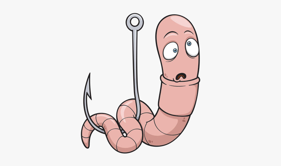 Hook Clipart Decal - Worm On Hook Cartoon, Transparent Clipart