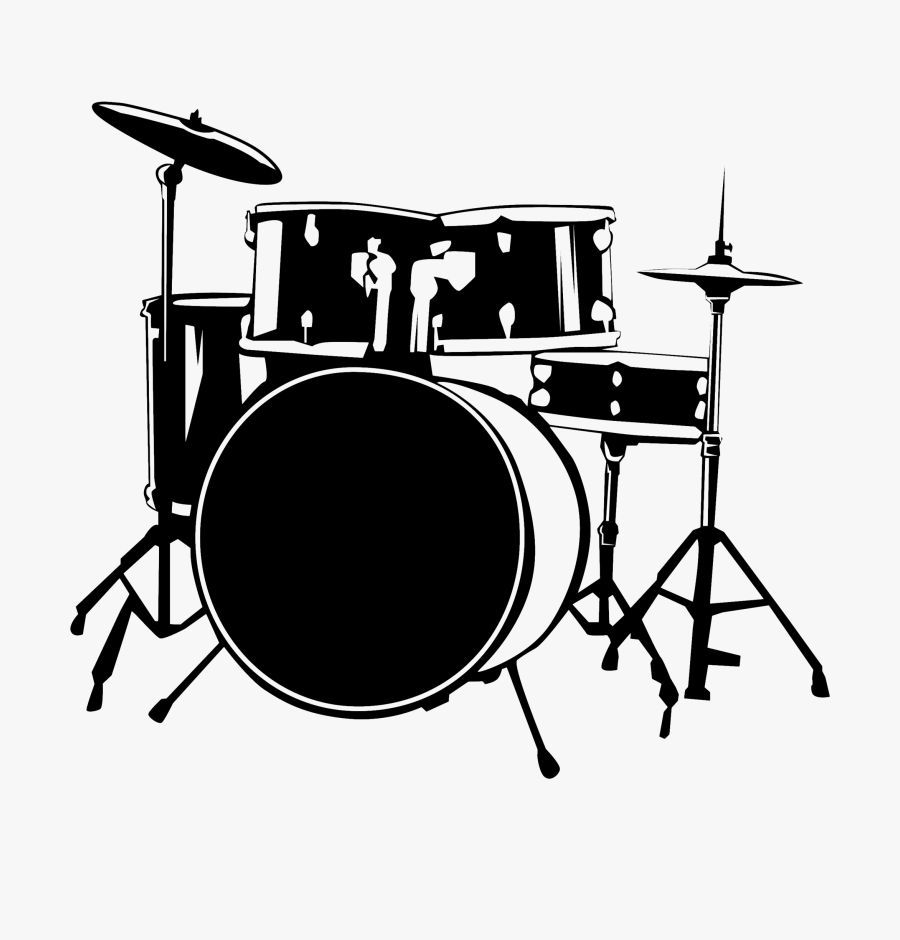 Drum Kit Icon - Drum Set In Black And White, Transparent Clipart