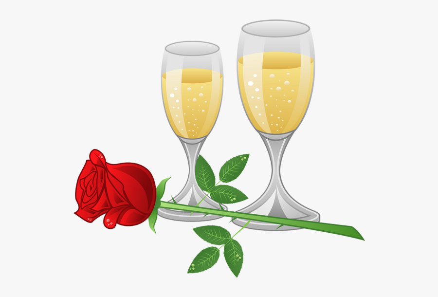 Flutes Clipart Champaigne - Wine And Roses Clipart, Transparent Clipart