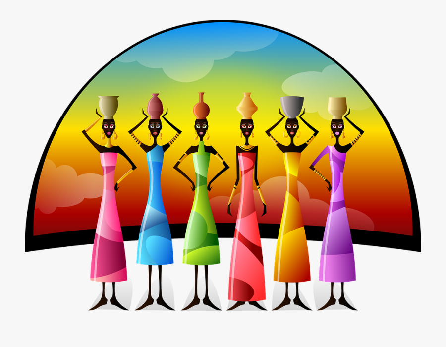 African Women With Vessels - Public Domain African Art, Transparent Clipart