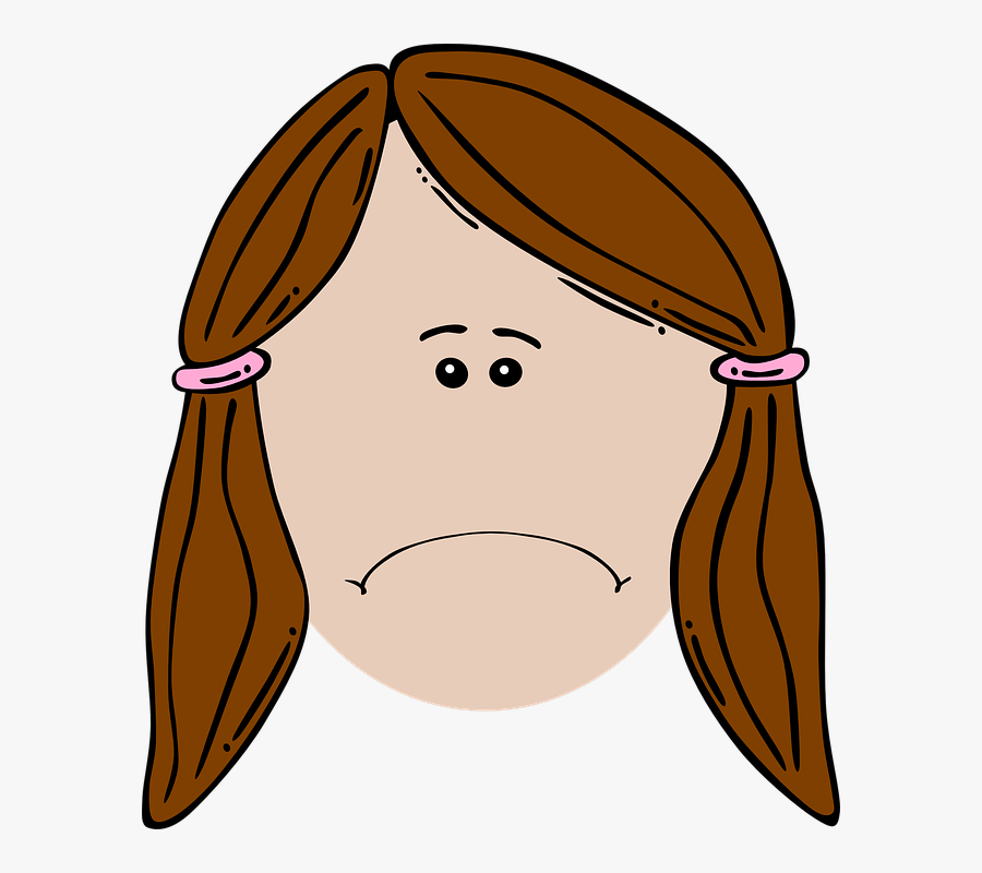 Depressed - Girl - Clipart - Sad Girl Face Cartoon, Transparent Clipart
