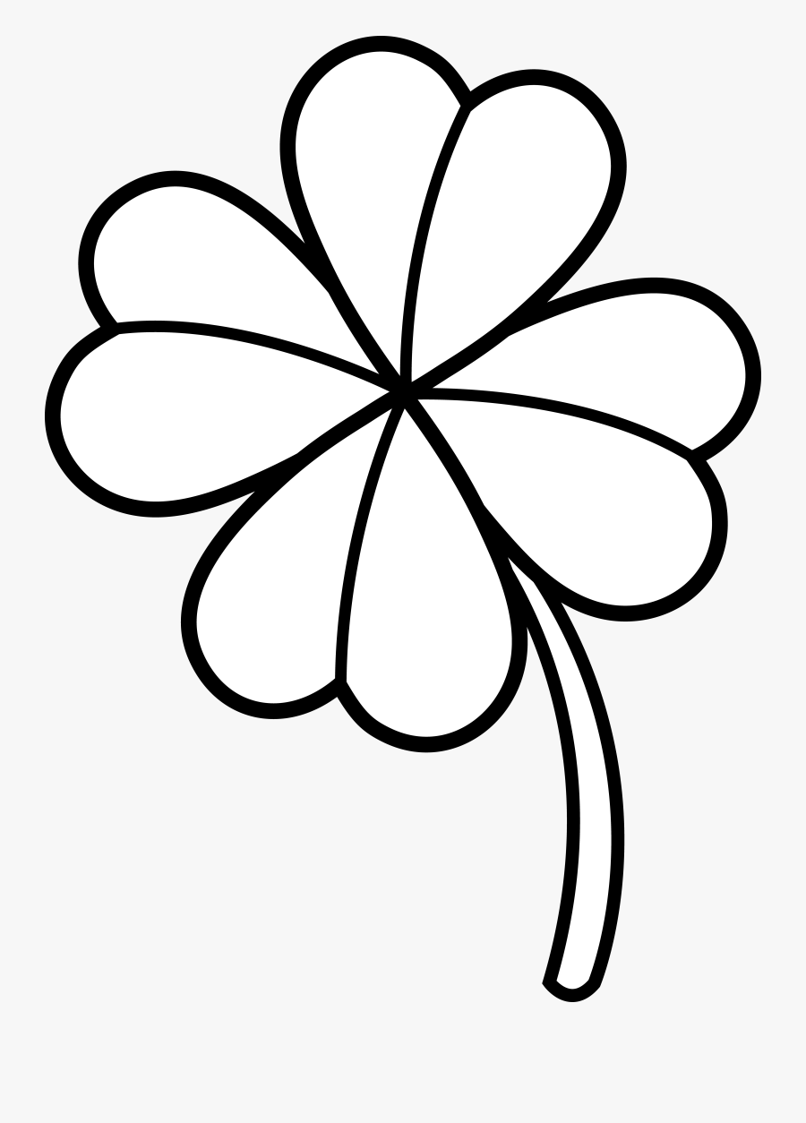 Colorable Four Leaf Clover - Four Leaf Clover Coloring Sheet, Transparent Clipart