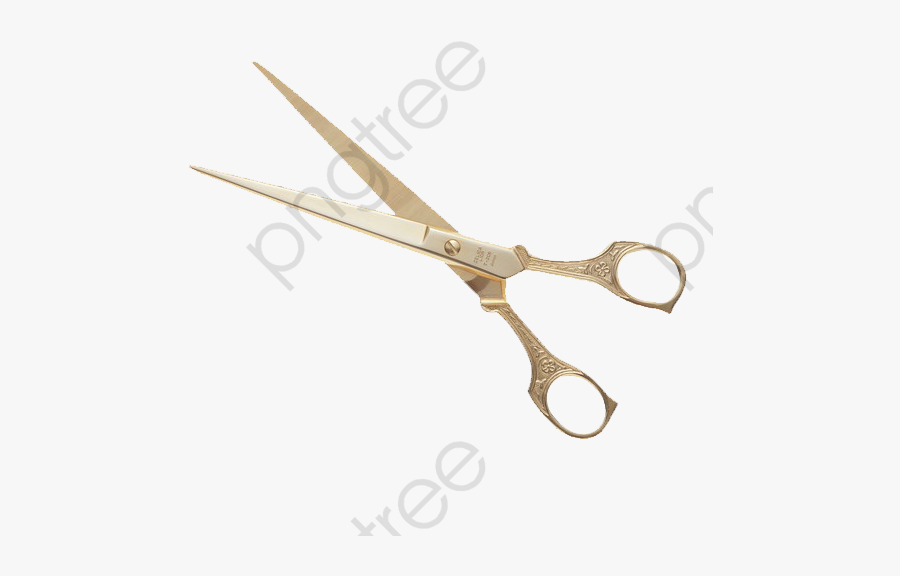 Golden Scissors - Hair Scissors Transparent Background, Transparent Clipart