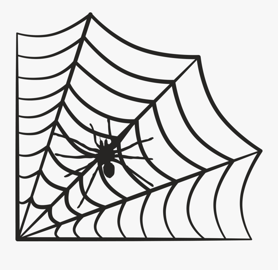 Spider Web - Spider In Web Clip Art Black And White, Transparent Clipart