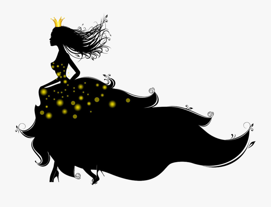 Princess Euclidean Vector Royalty Free Illustration - Girl In Gown Silhouette, Transparent Clipart
