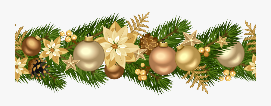 Christmas Decorative Golden Garland Png Clip Art Image - Gold Christmas Clipart Png, Transparent Clipart