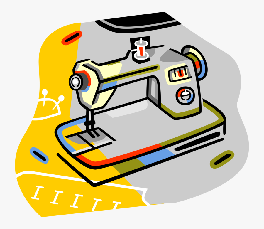 Vector Illustration Of Home Sewing Machine For Stitching - Alteration, Transparent Clipart