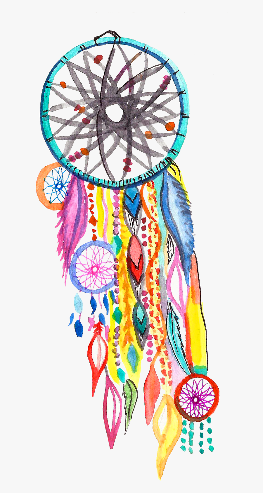 Painting Clip Art - Colorful Dream Catcher Printable, Transparent Clipart