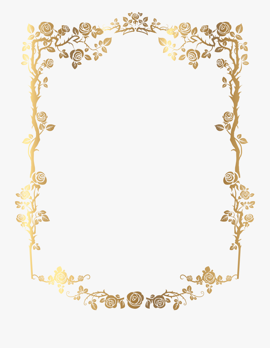 Picture Golden Frame French Rectangular Floral Border - Vintage Gold Border Png, Transparent Clipart