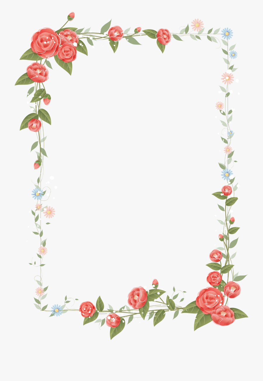 Rose Frame Design Floral Flowers Border Clipart - Floral Border Design Png, Transparent Clipart
