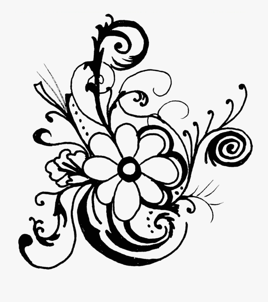 Black And White Flower Border Clipart - Black And White Flower Clipart Png, Transparent Clipart