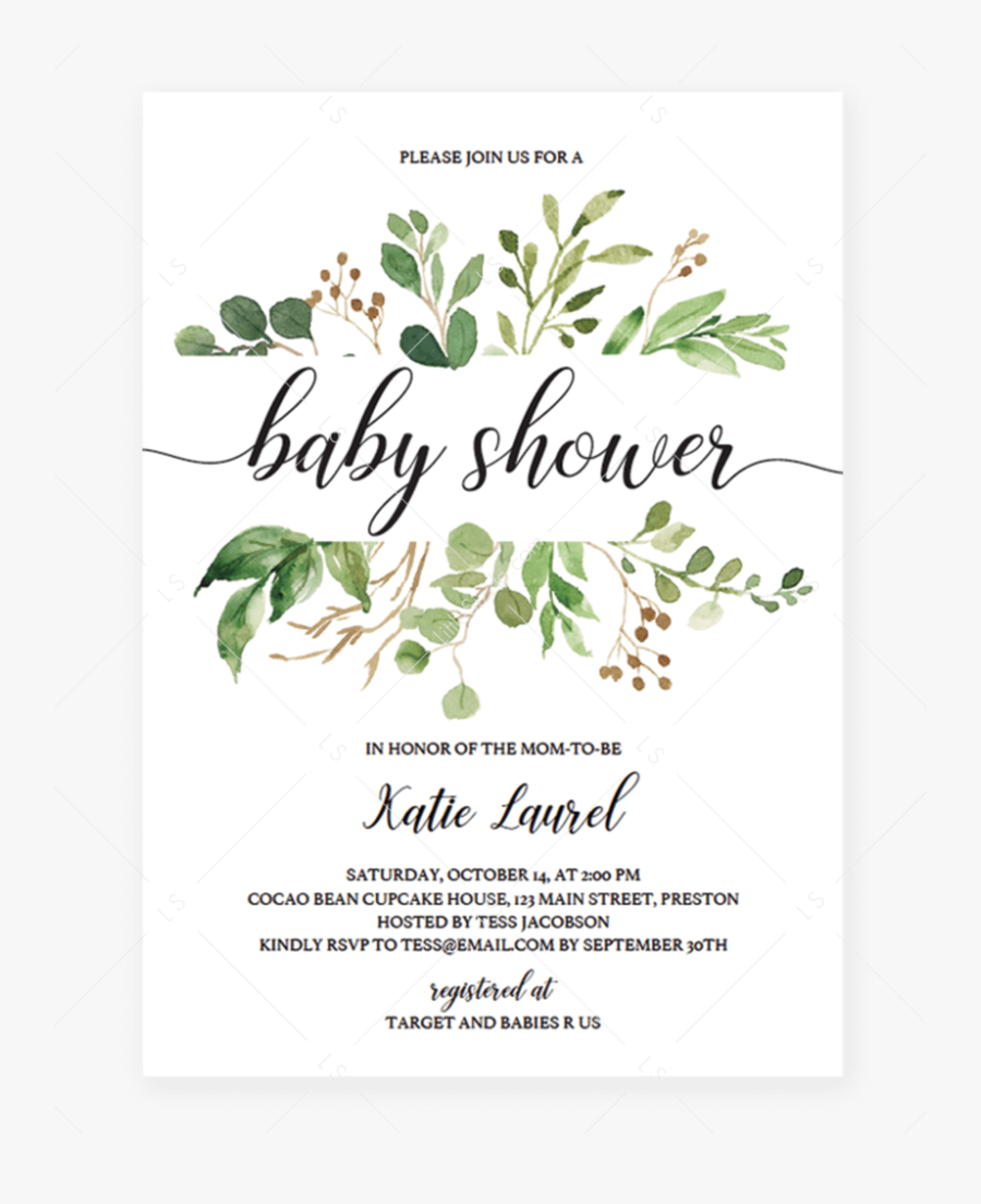 Transparent Baby Shower Invitation Clipart - Wedding Invitation Template Png, Transparent Clipart