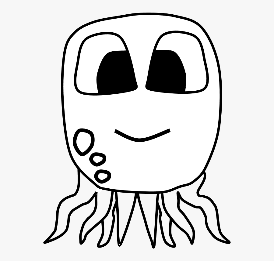 Octopus, Big Eyes, Black And White, Cartoon Animal, - Drawing, Transparent Clipart