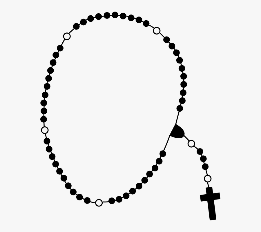 The Rosary Prayer Christianit - Black And White Rosary, Transparent Clipart