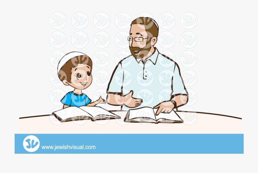 Transparent Father And Son Clipart - Father And Son Learning Torah, Transparent Clipart