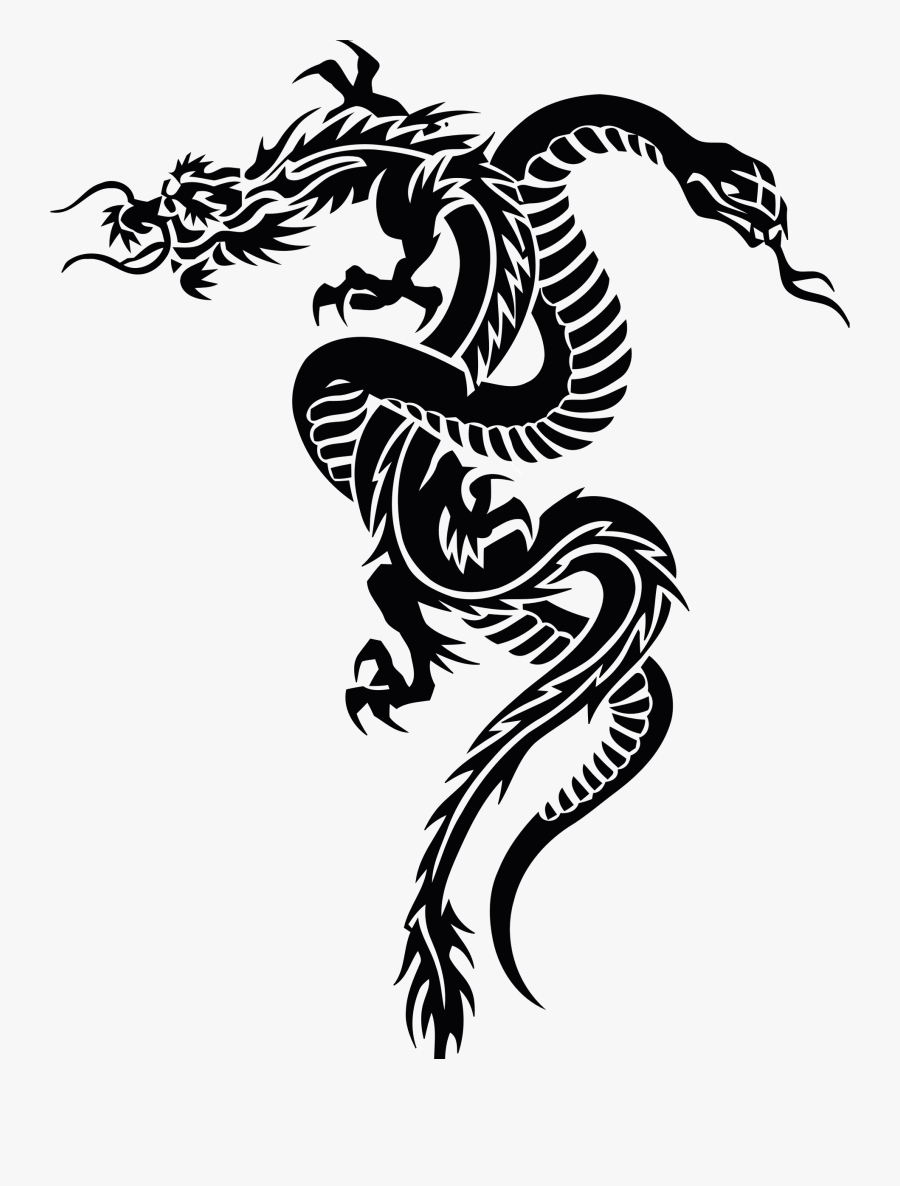 Snake Tattoo Chinese Dragon Clip Art - Tribal Snake Tattoo , Free 