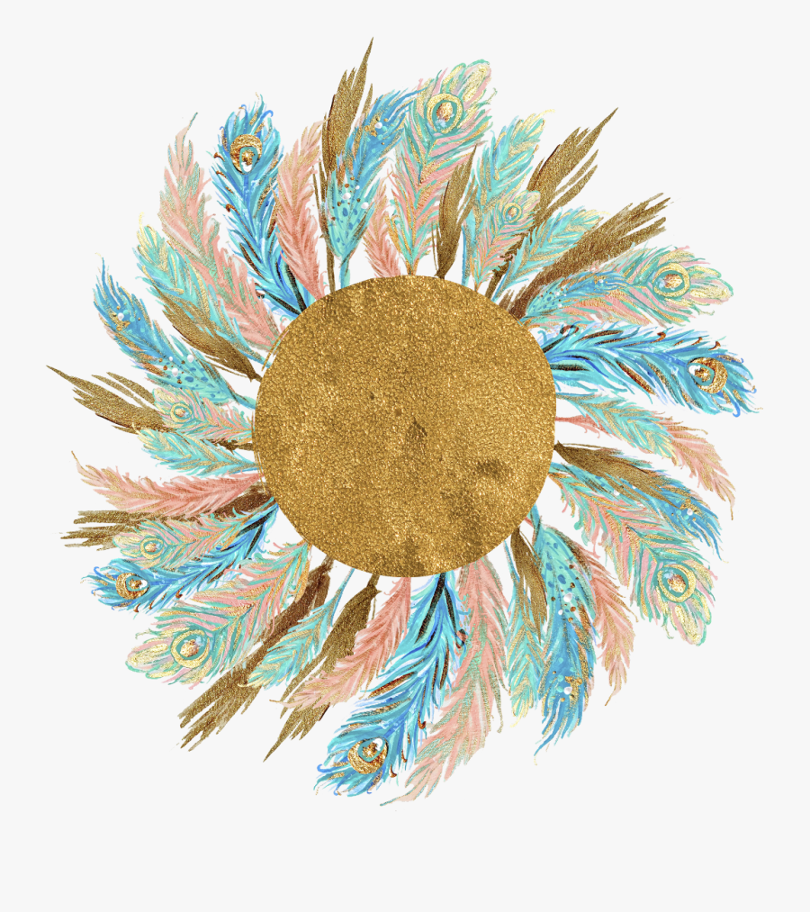 Tribal Clipart Boho - Transparent Feather Circle, Transparent Clipart