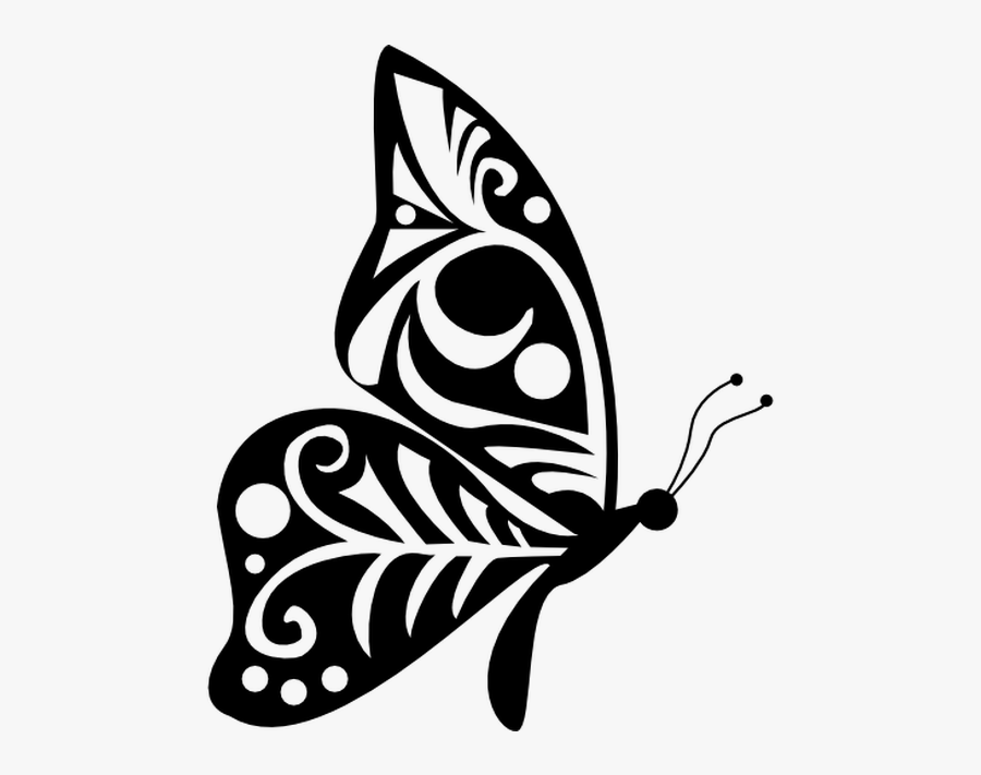Mariposa En Vista Lateral Con Alas De Dise&241o Tribal - Butterfly Wings Side View, Transparent Clipart