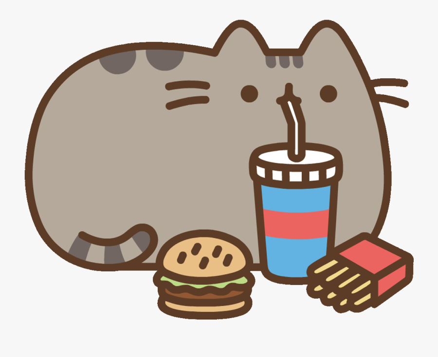 Pusheen Cat Clipart Fast Food - Pusheen Cat With Food, Transparent Clipart