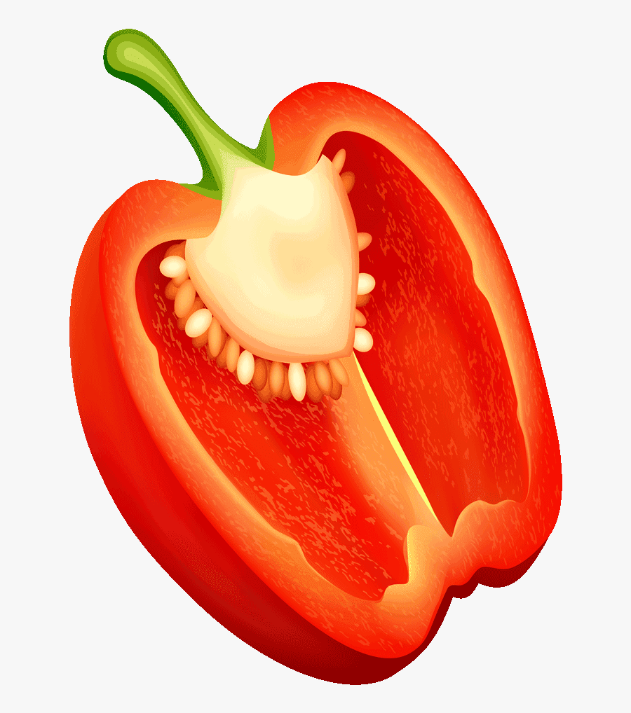 Pepper Clipart Red Fruit - Half A Red Pepper, Transparent Clipart