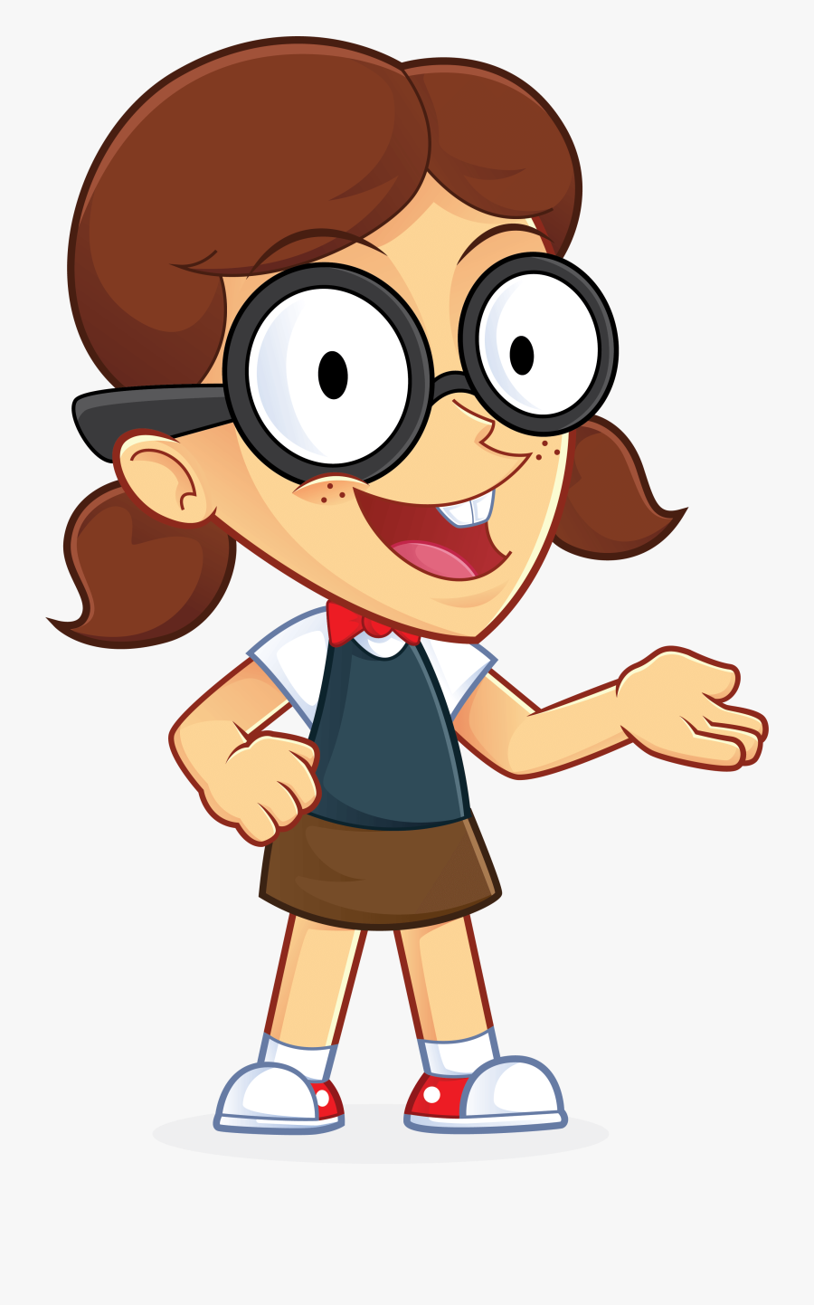 Free Girl Geek In Welcoming Gesture People High Resolution - Nerd Clip Art, Transparent Clipart