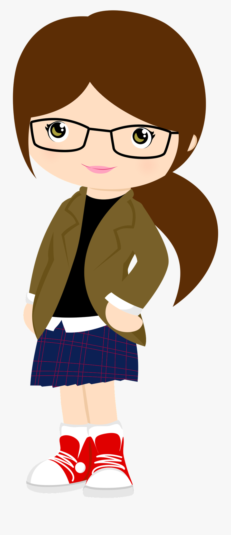 Photos Girl With Glasses - Teacher Clipart Brown Hair, Transparent Clipart