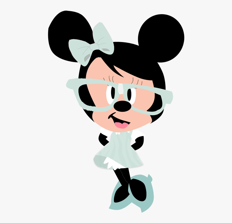 Nerd Minnie Mouse Head, Transparent Clipart